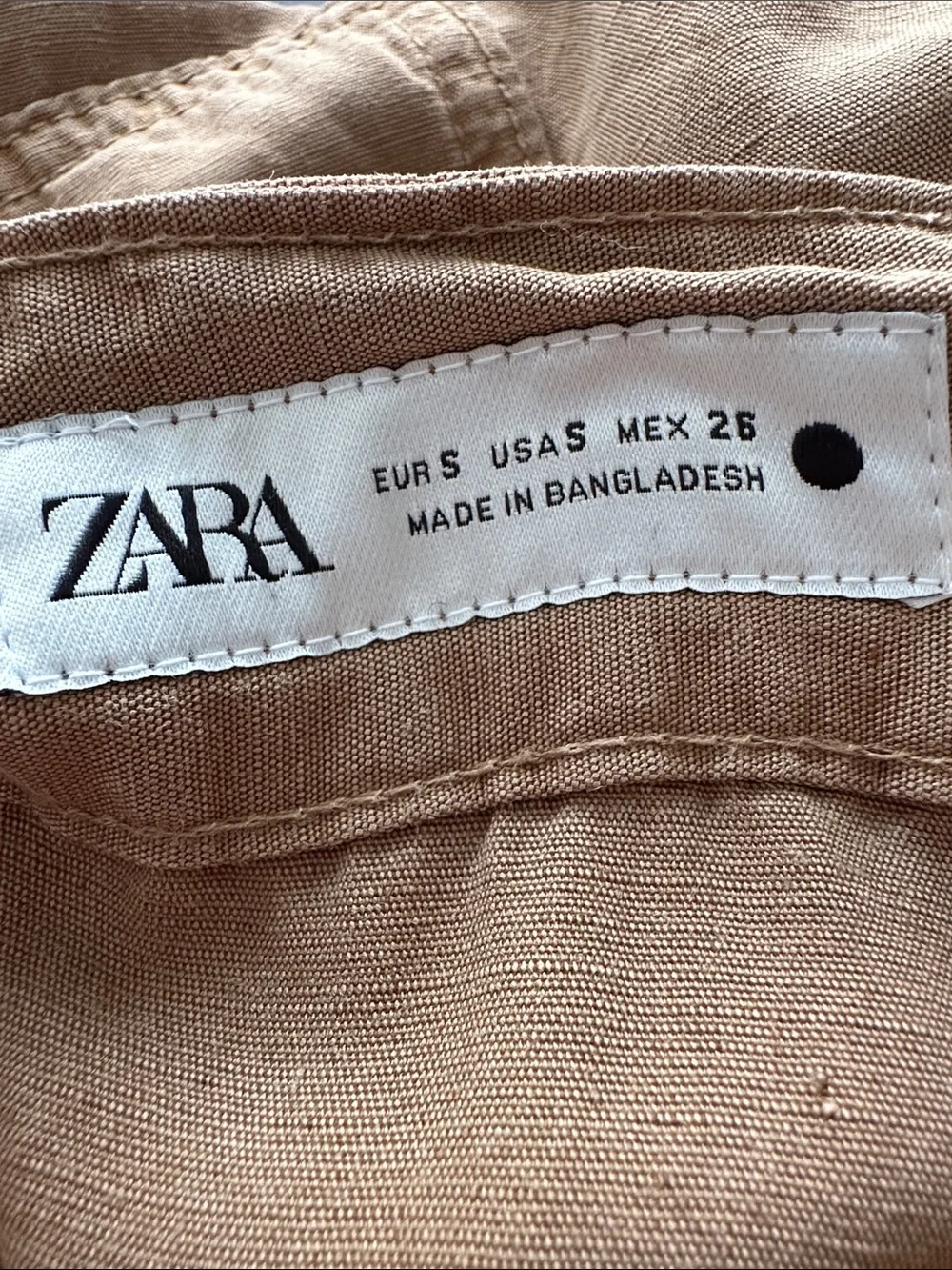 ZARA Fluid Utility Pants S Brown Lyocell Linen Wide Leg Minimalist Quiet Luxury